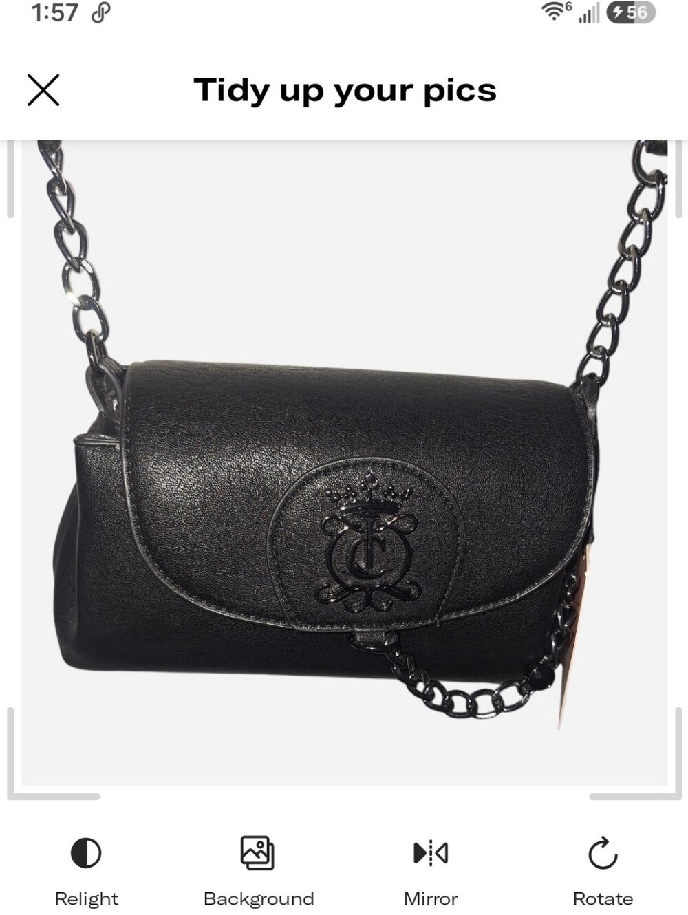Juicy Couture Black Embossed Logo Chain Crossbody Bag